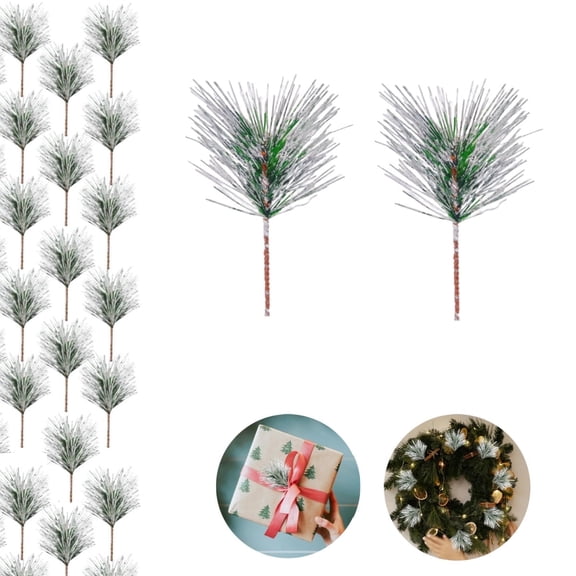 Artificial Pine Needles Branches,3.15x3.9in Small Pine Twigs Picks,QZS Christmas Fake Greenery Tree Branches for Home,Garden Decoration,70pcs