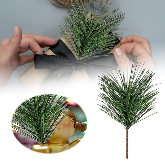 Artificial Pine Needles Branches Bulk Christmas Decorations, Green Pine Picks Stems for DIY Holiday Garland Wreath Tree Wedding Party Decor, Realistic Greenery Desktop Tabletop Display Ornament