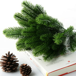 Artificial Green Pine Needles Branches -Small Pine Twigs Stems Picks-Fake Greenery Pine Picks for Christmas Garland Wreath Embellishing and Home