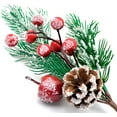thumbnail image 1 of Artificial Pine Picks Floral Red Berry Stems Crafts for Christmas Wreath Tree Season Decorations,Pack of 5(Xmas-B), 1 of 5