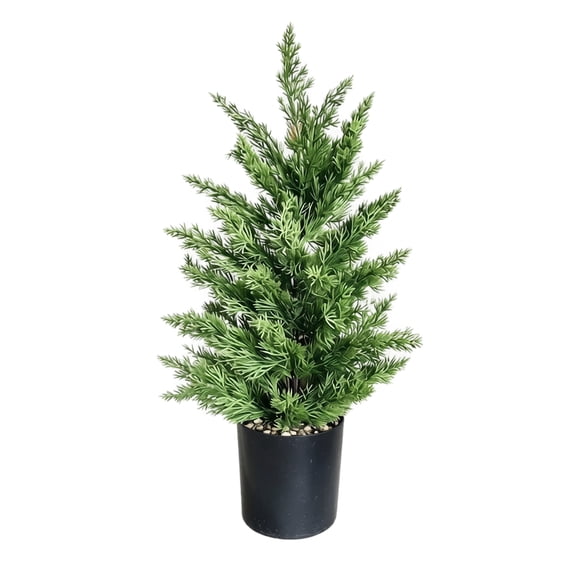 Artificial Pine Potted Tree for Front Door Entryway Faux PE Bonsai Plant Christmas Tree with Pot Requires Sand or Stone Filling