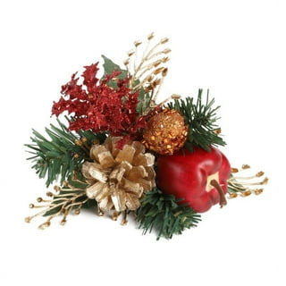 Vintage Glitter Pine Cone picks on sticks 18” long set-7 Green & Brown  Christmas