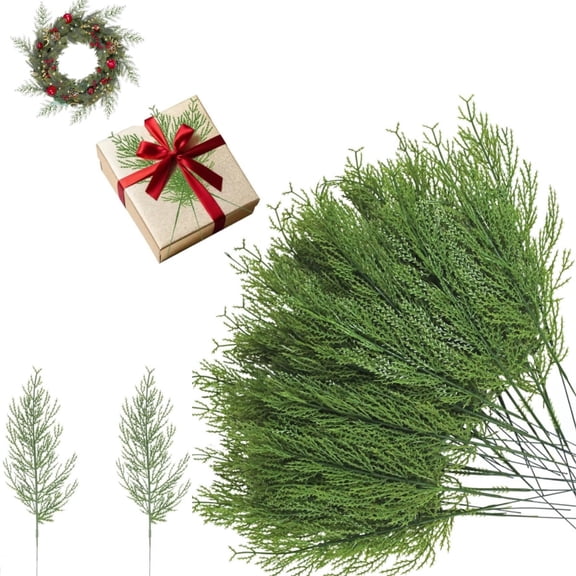 Artificial Pine Tree Branches,Faux Pine Leaves Picks for DIY Garland Crafts,Christmas Green Faux Greenery Twigs for Garland,Vase,Craft DIY,Home Decor,50pcs