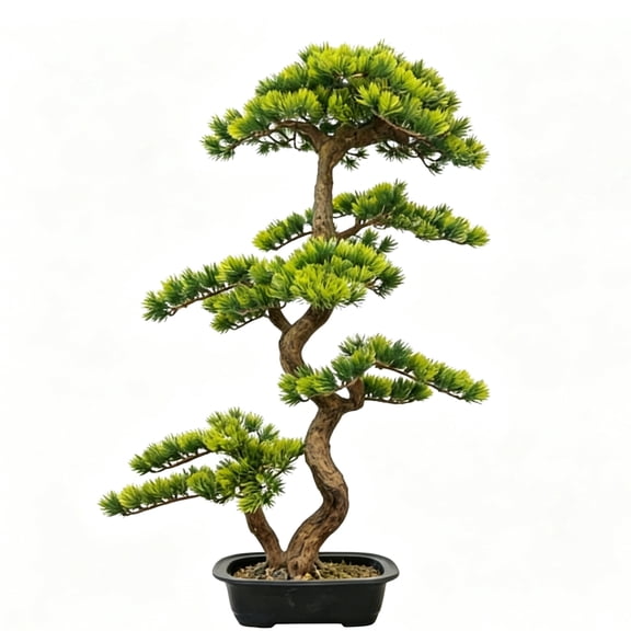 Artificial Pine Tree Faux Beauty Pine Tree Artificial Plastic Leaves Plants Natural Trunk With Plastic Planter for Home Office Indoor Outdoor Decor 90cm