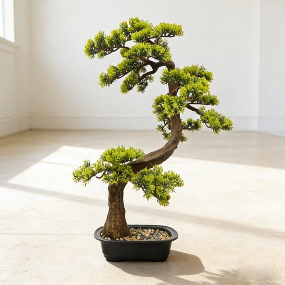 Artificial Pine Tree Faux Beauty Pine Tree Nearly Natural Artificial Plastic Leaves Plants With Plastic Planter for Home Office Indoor Outdoor Decor 75cm