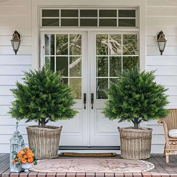Artificial Pine Trees UV-Resistant Faux Shrubs Indoor Outdoor Garden Decor