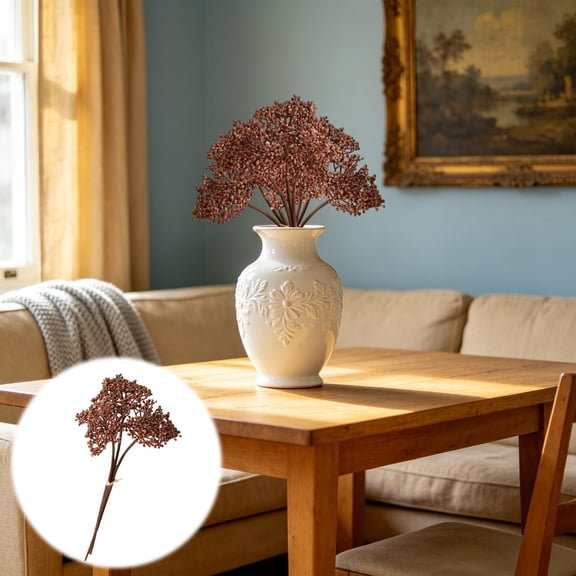Artificial Pineapple Flower Picks, Earth Tone Faux Floral Stems — 9.8x2.3 Inch Plastic Vase Filler For Farmhouse Living Room And Shelf Decor
