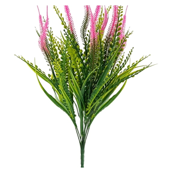 Artificial Pink 5-Head Foxtail Grass Artificial Flower, Fake Grass Decor, Spring Porch Decorations Outdoor, Outdoor Greenery Uv Resistant, 19 Inch Faux Pink Greenery Hobby for