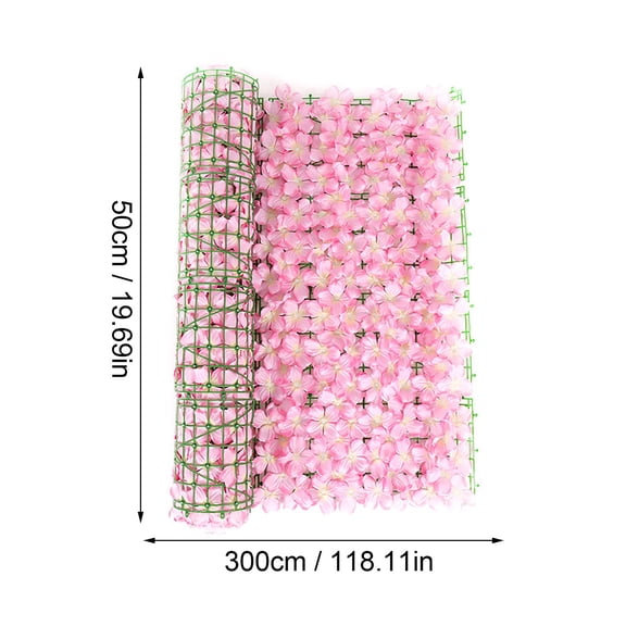 Artificial Pink Flower Privacy Fence Screen, UV Protected Faux Floral Hedge, Decorative Privacy Screen for Balcony, Patio & Garden(39 In)