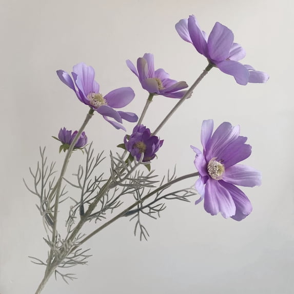 Artificial Pink Flowers for Decoration Cosmos Flowers Artificial Coreopsis Silk Flower Long Stem Table Centerpieces Colorful Faux Flower Arrangement Pack of 3 - Light Purple