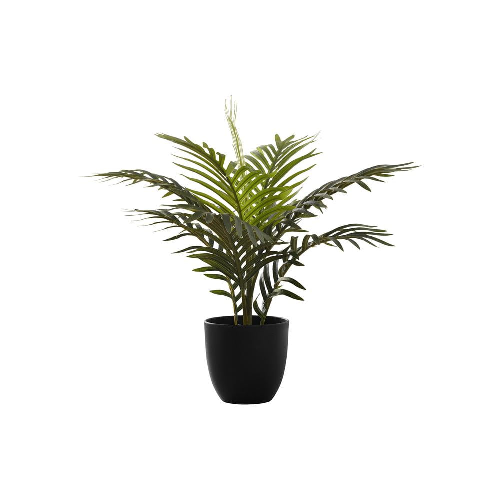 20" Tall Green Faux Palm Plant in Black Pot