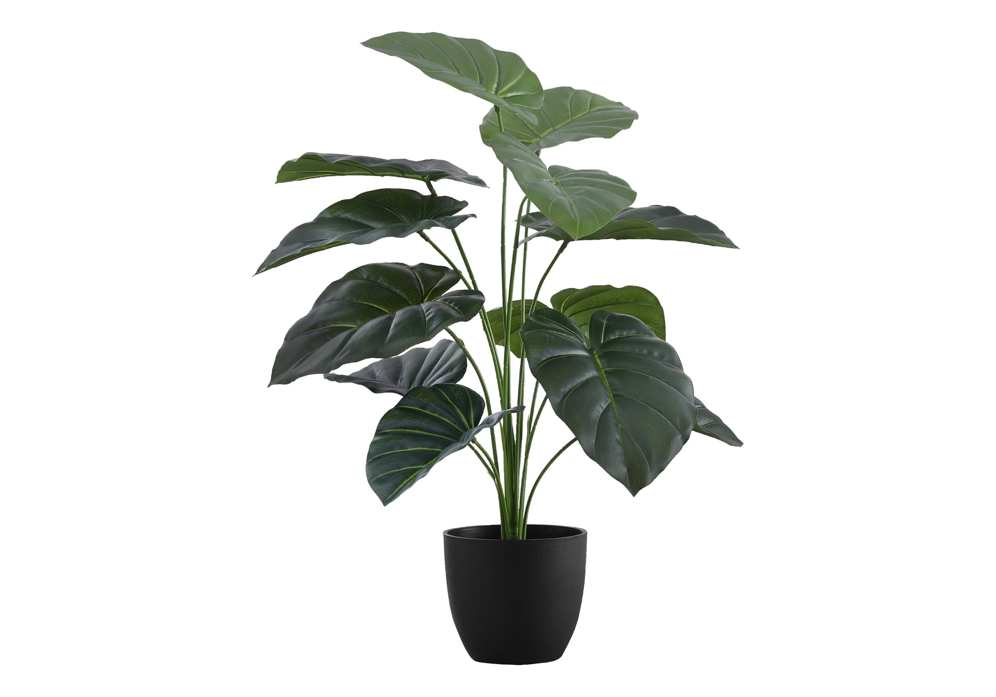24" Tall Green Alocasia Faux Plant in Black Pot