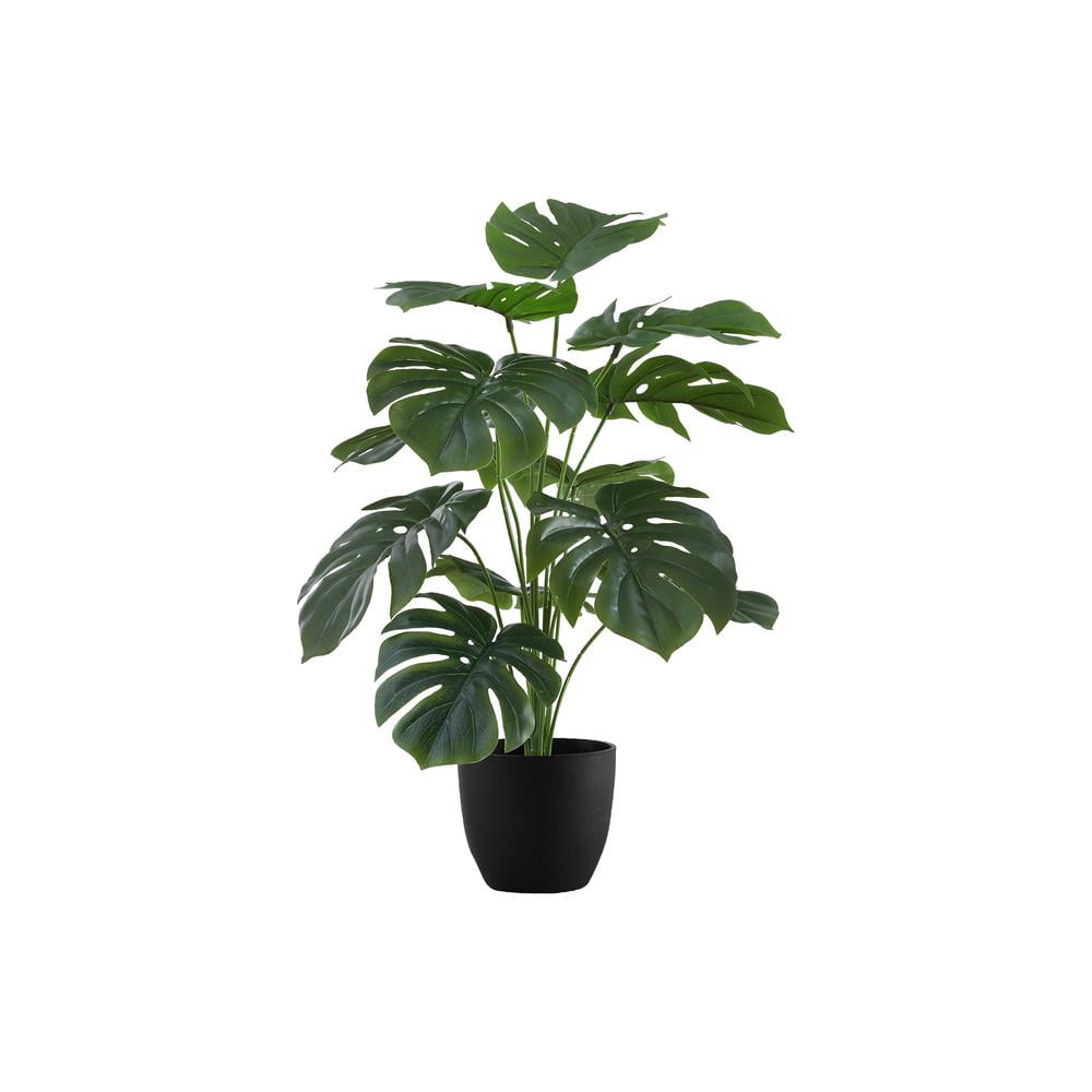 24" Green Monstera Artificial Indoor Floor Plant in Black Pot