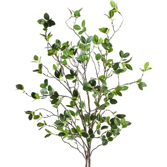 Artificial Plant, 3pcs 43.3 Inch Faux Greenery Stems Fake Tree Branches Ficus Twig Leaves for Vase Filler Shop Garden Office Home Decoration