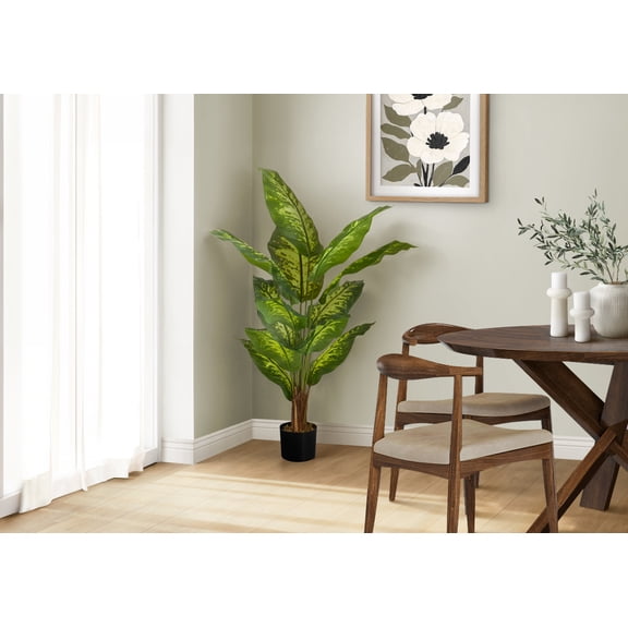 Artificial Plant, 47" Tall, Evergreen Tree, Indoor, Faux, Fake, Floor, Greenery, Potted, Real Touch, Decorative, Green Leaves, Black Pot