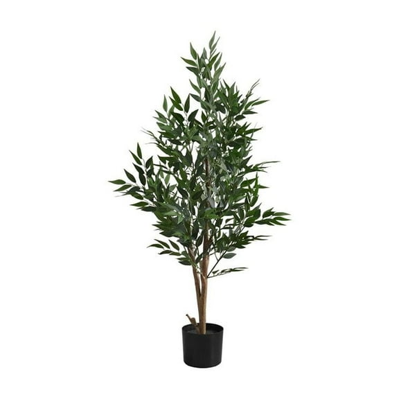 Artificial Plant - 47" Tall - Indoor - Floor - Potted - Silk - Green Leaves