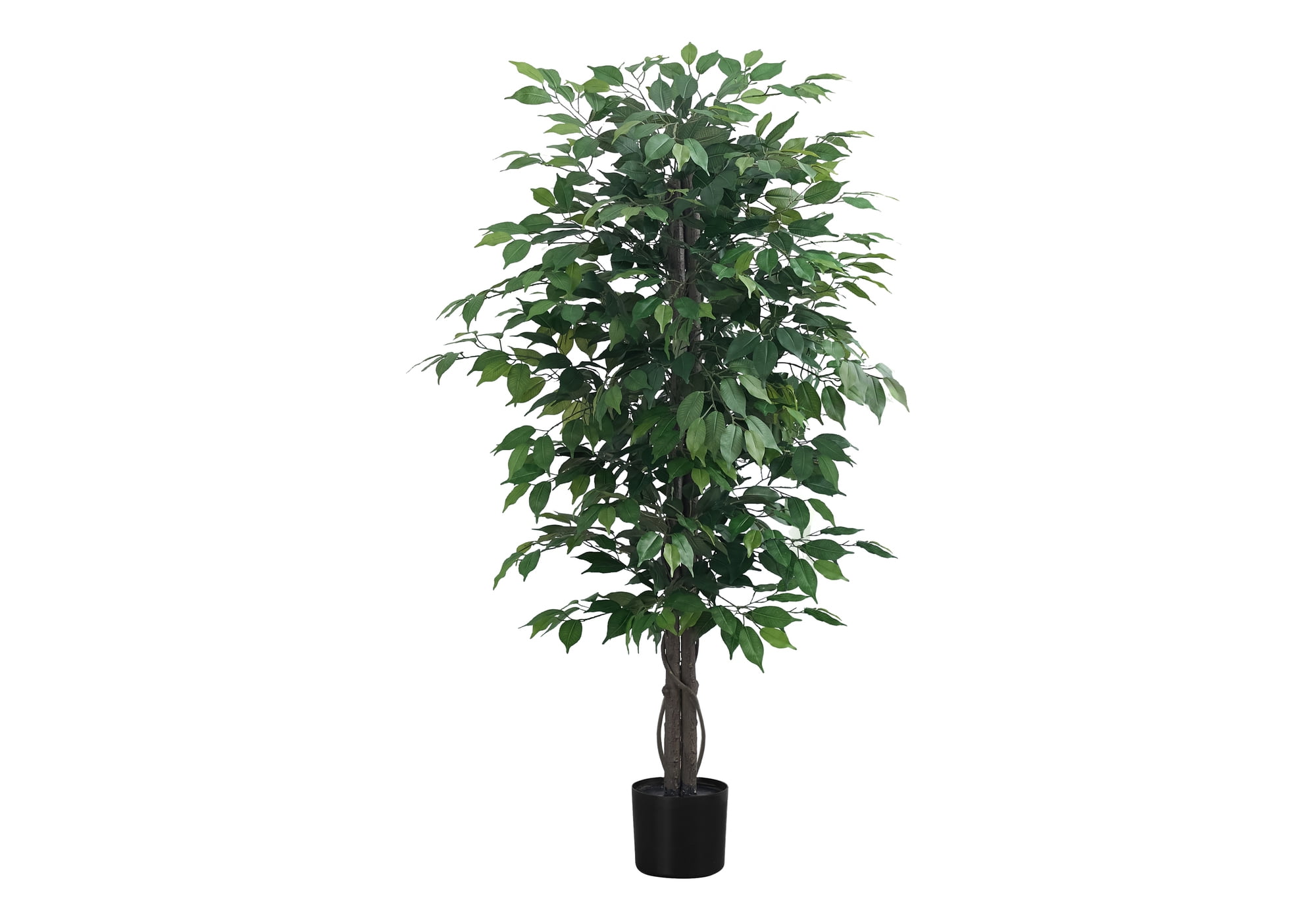 58" Tall Green Artificial Ficus Tree in Black Pot