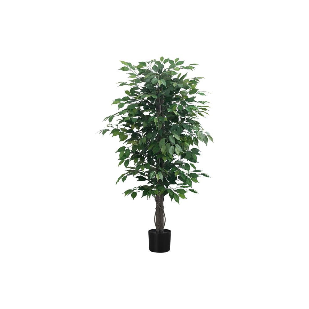 58" Tall Green Artificial Ficus Tree in Black Pot