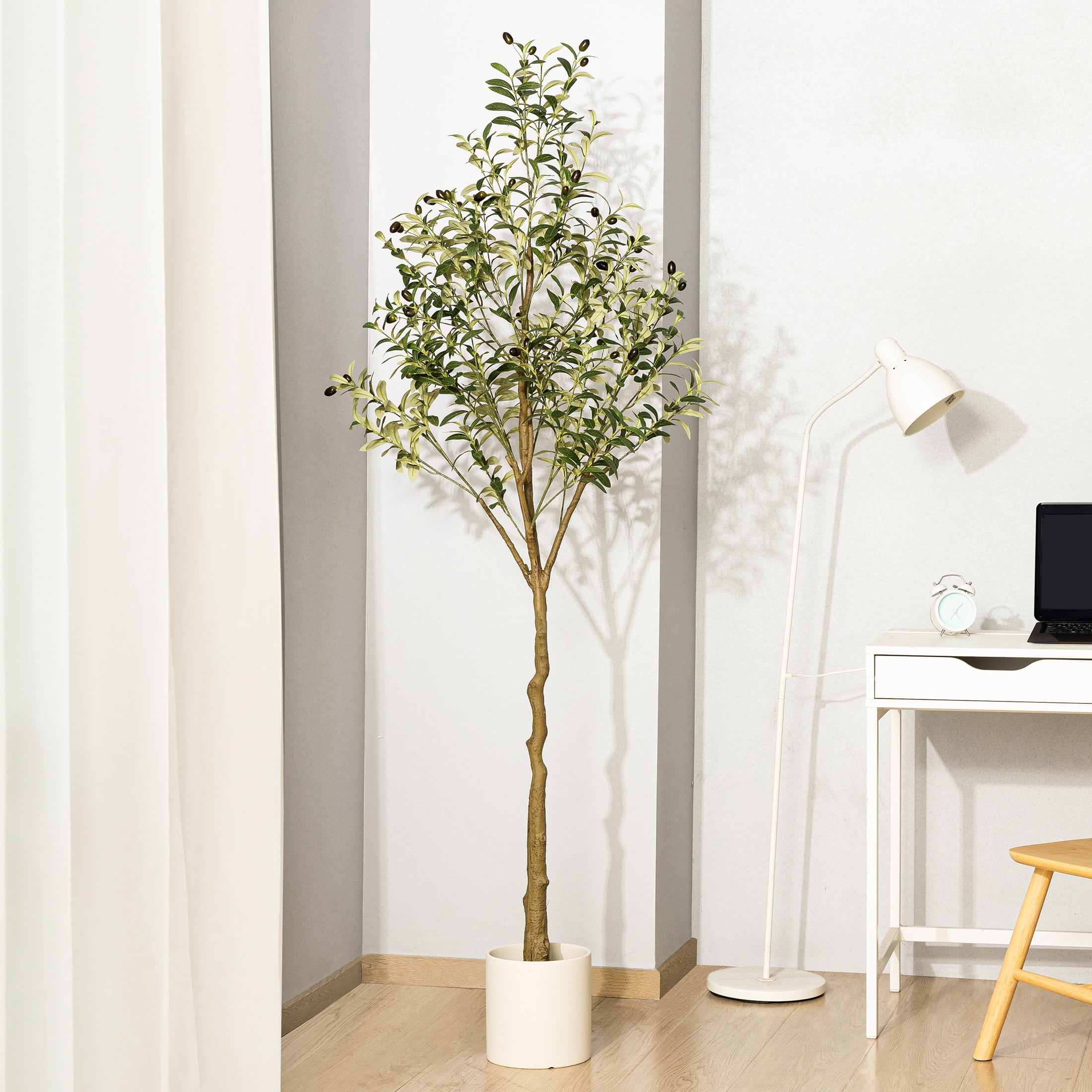 6ft Tall Artificial Olive Tree, Pre Potted Faux Greenery for Indoor ...
