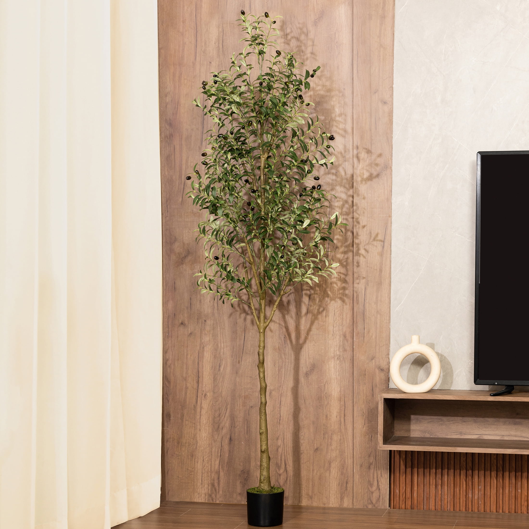 Kazeila Artificial Olive Tree 6FT Tall Faux Silk Plant for Home Office  Decor Indoor Fake Potted Tree with Natural Wood Trunk and Lifelike Fruits