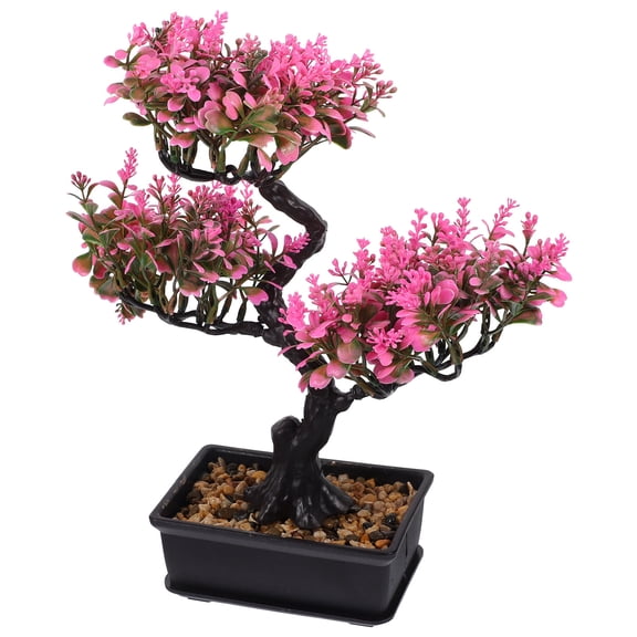 Raindrops Artificial Bonsai Pink Plastic Decorative Home Decor Office Bookshelves 1Pcs 14.2x12.6in