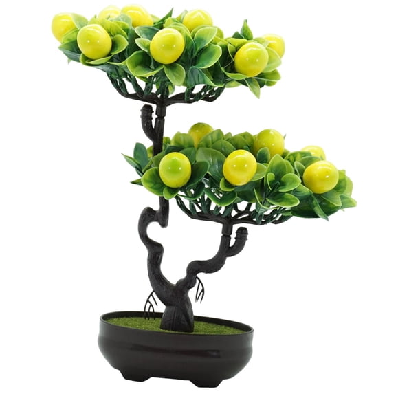 Artificial Plant Bonsai Tree Faux Fruit Tabletop Ornament Lightweight Plastic for Living Room Desk