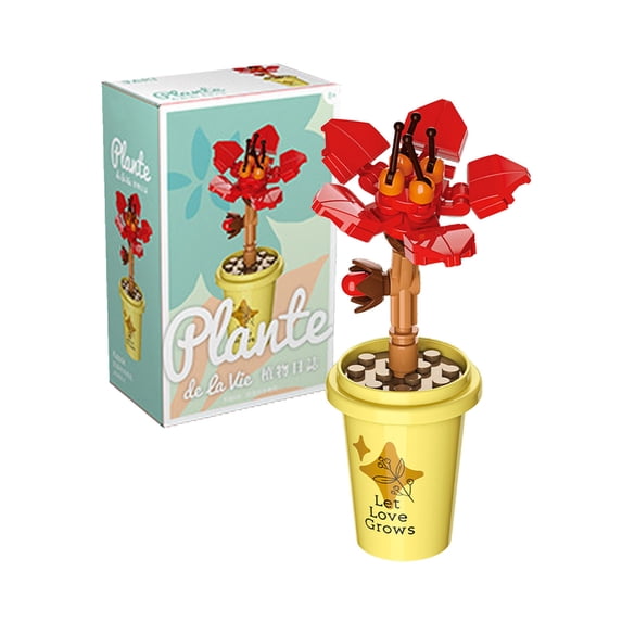 Artificial Plant Building Set with Flowers, Home D茅cor Accessory for Adults, Botanical Collection, Creative Building Project for Adults, Gift Idea for Kids Girls Women Kapok(48 Pieces)