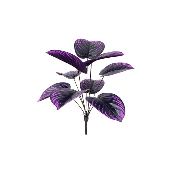 Artificial Plant Dark Purple Foliage 1 Pack Faux Calathea Hobby for Vase Indoor Purple Home Decor Table Accent