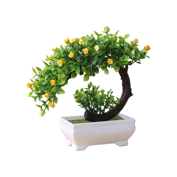 Artificial Plant Desktop Potted Bonsai Tree Fake Flower Miniature Potted Plant Ornament Indoor Desktop Simulation Bonsai for Home Decor Indoor Office Desk Decoration