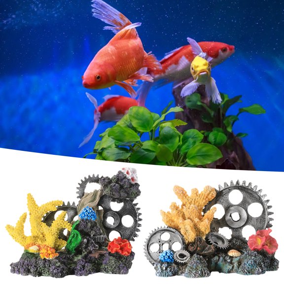 Artificial Plant Fake Coral Resin Fish Tank Ornament Simulation Mountain Gear Wheel Decoration