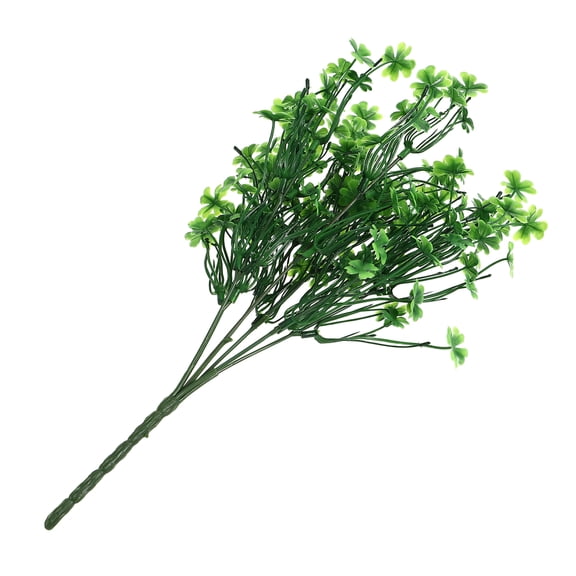 FELTECHELECTR Faux Greenery Stems Four Leaf Clover Plant Green Plastic 1Pcs for Home Decor