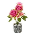 thumbnail image 1 of Artificial Plant Rose Bonsai Small Potted Fake Silk Flower Real Touch Decor for Desk Workspace Office Living Room Bedroom Home House Indoor Decoration Desktop Table Centerpiece, 1 of 6