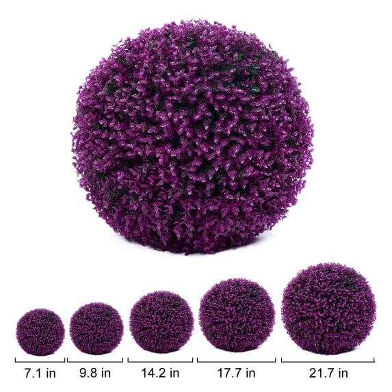 Artificial Plant Topiary Ball Artificial Greenery Ball Decorative Faux Boxwood Decorative Foliage Artificial Decorative Holiday Plants Spring Summer Faux Plant Decor (Purple, 18cm=7.1in)