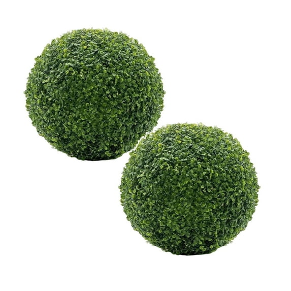 Artificial Plant Topiary Balls, 1 Pc Faux Boxwood Decorative Balls, UV Resistant Artificial Topiary Ball for Backyard, ,Boxwood Ball Wedding Decor, 7.09" & 9.06", Small + Medium