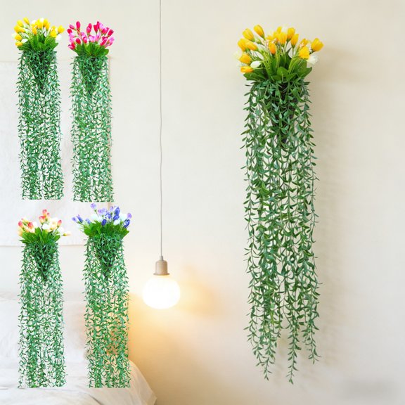 Artificial Plant Wall Decor, Simulated Weeping Foliage Hanging Greenery for Indoor Wedding Office Living Room Decoration, Topliu