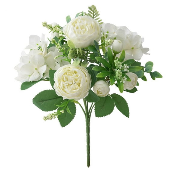 Artificial Plant&nbsp;Simulated&nbsp;Wide Application&nbsp;Lightweight&nbsp;Realistic Rose Potted Plant Decor&nbsp;for Garden White Faux Silk