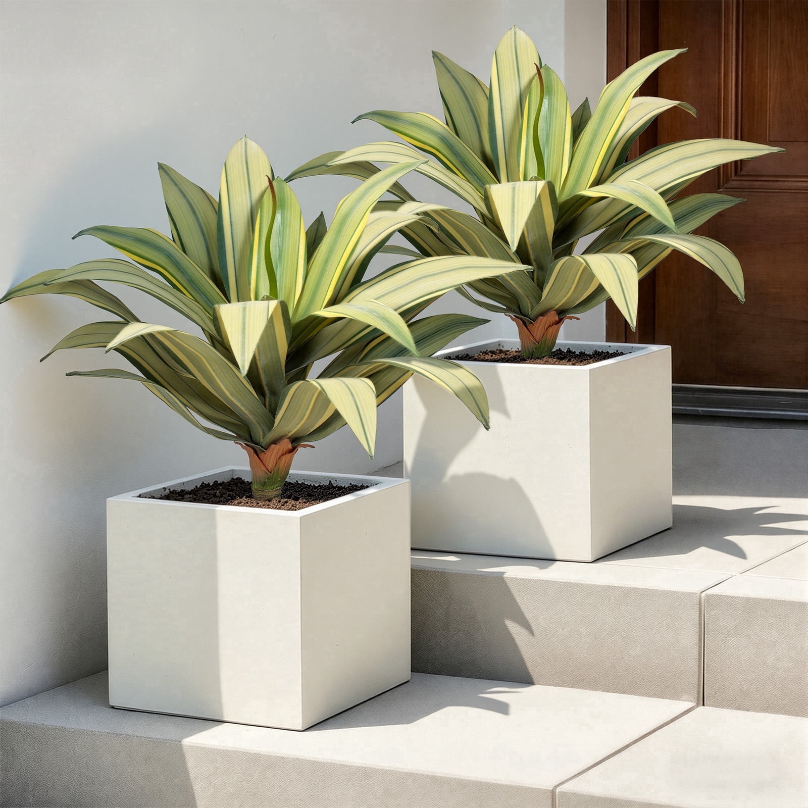 16in Faux Agave Plant, UV Protected Green Artificial Agave, Unpotted Mini Fake Succulent for Indoor Outdoor Decoration