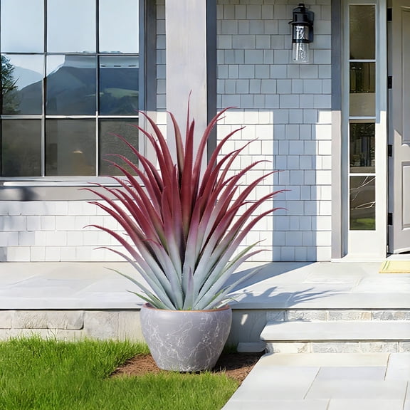 26 Inch Artificial Spiked Agave Plant, Red Faux Aloe Vera, Tall Fake Floor Plant for Porch, Doorstep, Home, Office, Patio, Indoor and Outdoor Decor