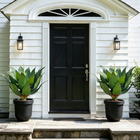 20in Artificial Agave Plant, Green UV Resistant Fake Agave, Unpotted Small Faux Plant for Indoor Outdoor Decor