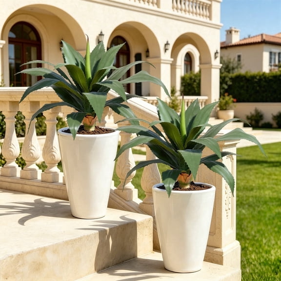 20in Faux Agave Plant, UV Protected Green Artificial Agave, Unpotted Mini Fake Succulent for Indoor Outdoor Decoration