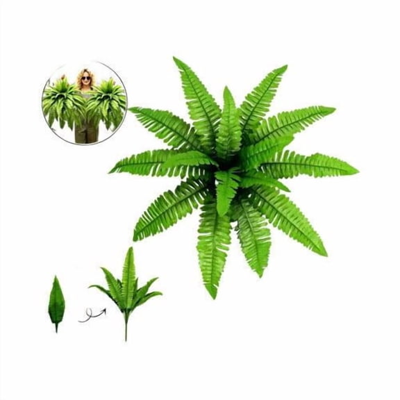 Artificial Plants, 2 Pack Artificial Boston Fern, Artificial Plants with Lifelike Texture, 32X22 Inch Bushy Artificial Foliage Greenery Stems, Fake Plant Decor for Indoor Home,