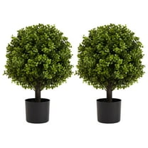 Artificial Plants 22in Boxwood Ball Shaped Artificial Topiary Shrubs Tree in Pot for Home and Garden Decoration 2pcs/set,Flower Arrangements