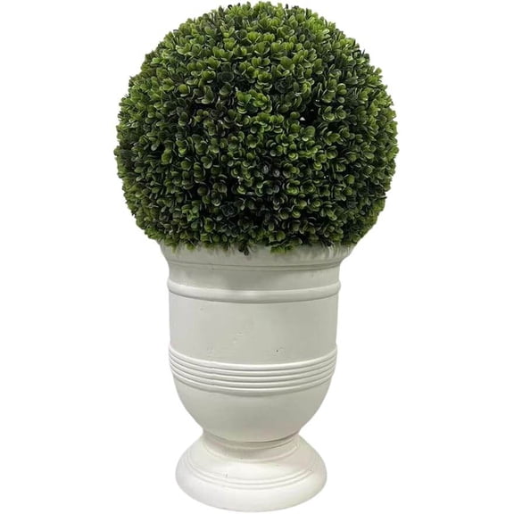 Artificial Plants 24" Ball Topiary in White Pot, Artificial Faux Plant for Indoor and Outdoor,House Plants