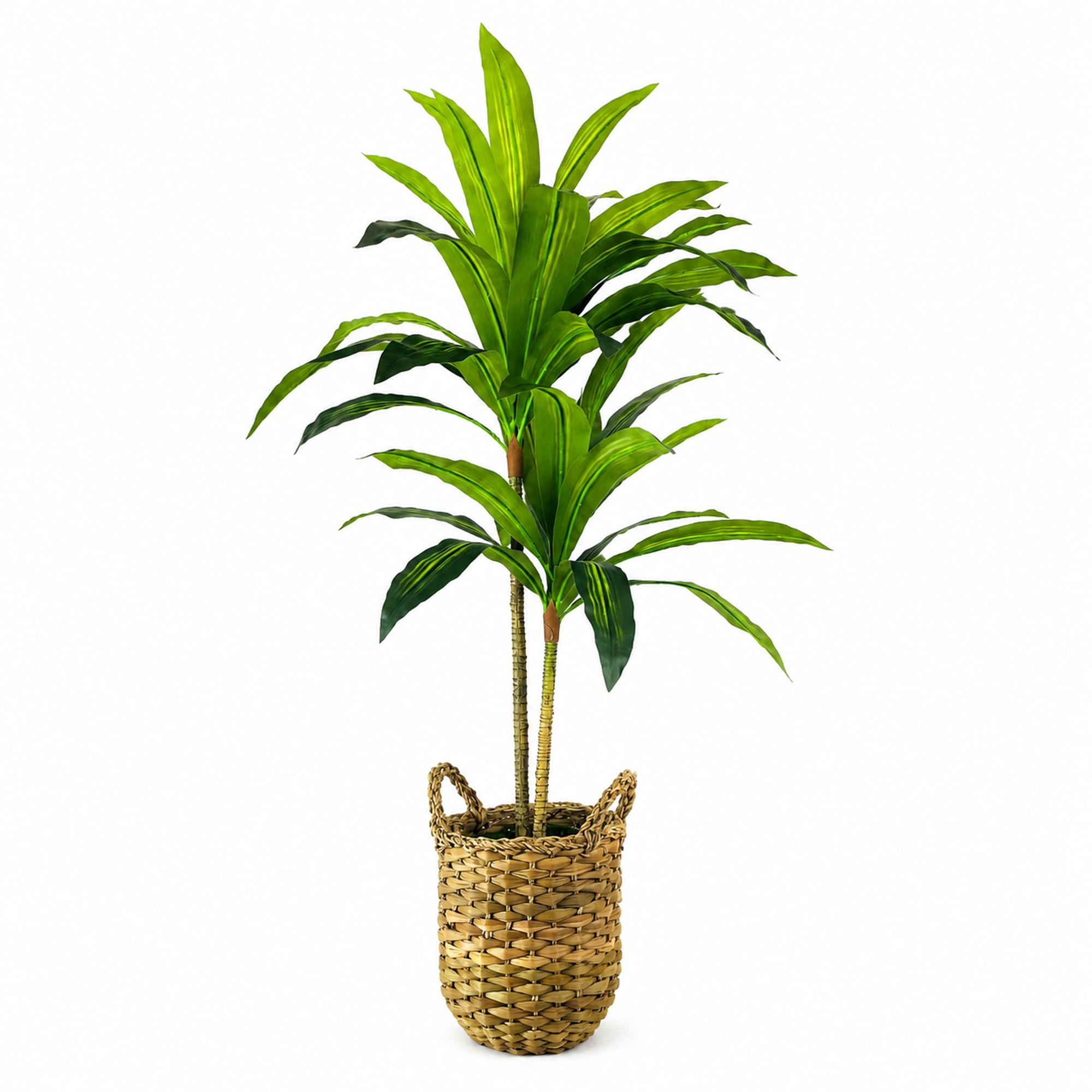 Artificial Plants, 3.3ft Fake Dracaena Tree in Woven Handled Basket by LCG Florals, Faux Designer Fake Plants Indoor Décor, Silk Plants for Home Décor Office Porch Patio Living Room Decor