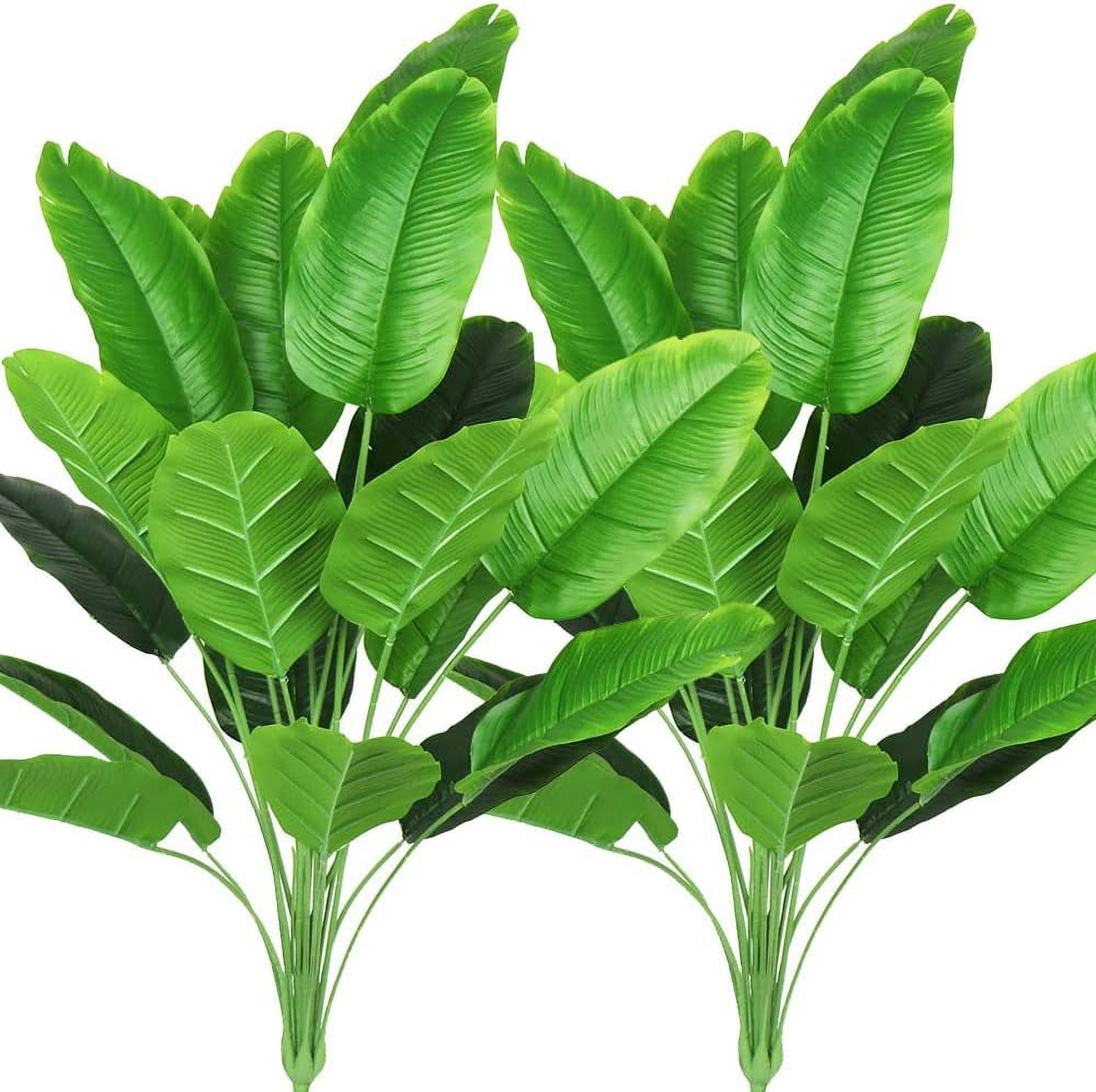 Artificial Plants 32" Tall Fake Banana Tree Leaves with Stems Faux Bird