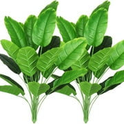 Artificial Plants 32 Tall Fake Banana Tree Leaves with Stems Faux Bird of Paradise Palm Tree Imitation Frond Leaf Tropical Plants Greenery Floral Jungle Beach Party Home Garden Decoration A
