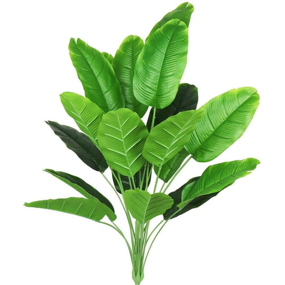 Artificial Plants 32" Tall Fake Banana Tree Leaves with Stems Faux Bird of Paradise Palm Tree Imitation Frond Leaf Tropical Plants Greenery Floral Jungle Beach Party Home Garden Decoration
