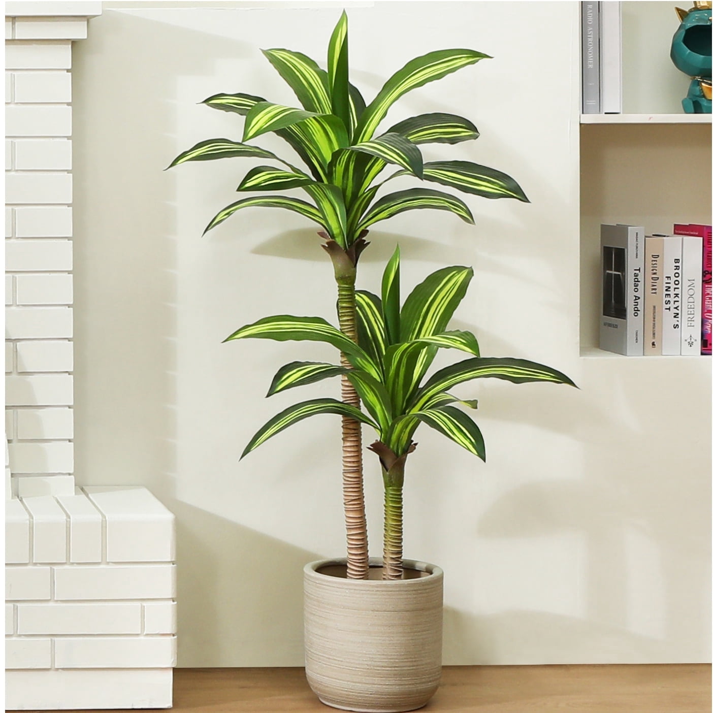 DR.Planzen 4ft Fake Dracaena Tree, Green Silk Faux Plant, Indoor ...