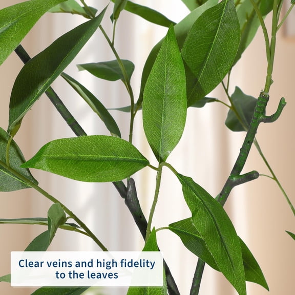 Artificial Plants 5FT Eucalyptus Tree, Realistic Faux Plant with Slender Willow-Like Leaves, Indoor Fake Tree with Bendable Stems, Weighted Black Pot, Easy Assembly for Home Office Living Room Decor