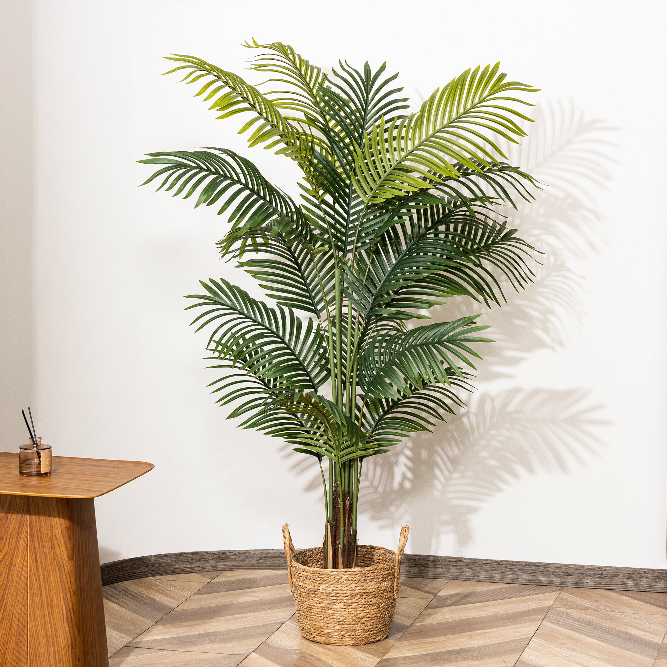 Artificial Plants, 5ft Fake Palm Tree, Pre Potted Faux Greenry Tree for